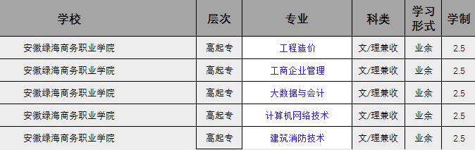 安徽綠海商務職業學院2025年成人高等專科學歷繼續教育招生簡章——官方最新發布-圖2