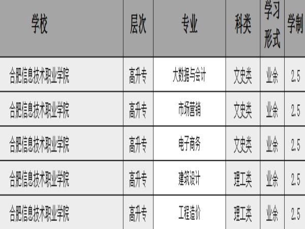 2025年合肥信息技術職業學院成人高考(成教)大專招生簡章——（適合上班族提升學歷）-圖2
